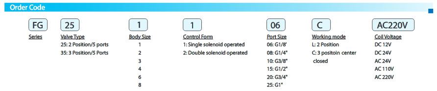 2 Positions / 5 Ports FG Solenoid Valve